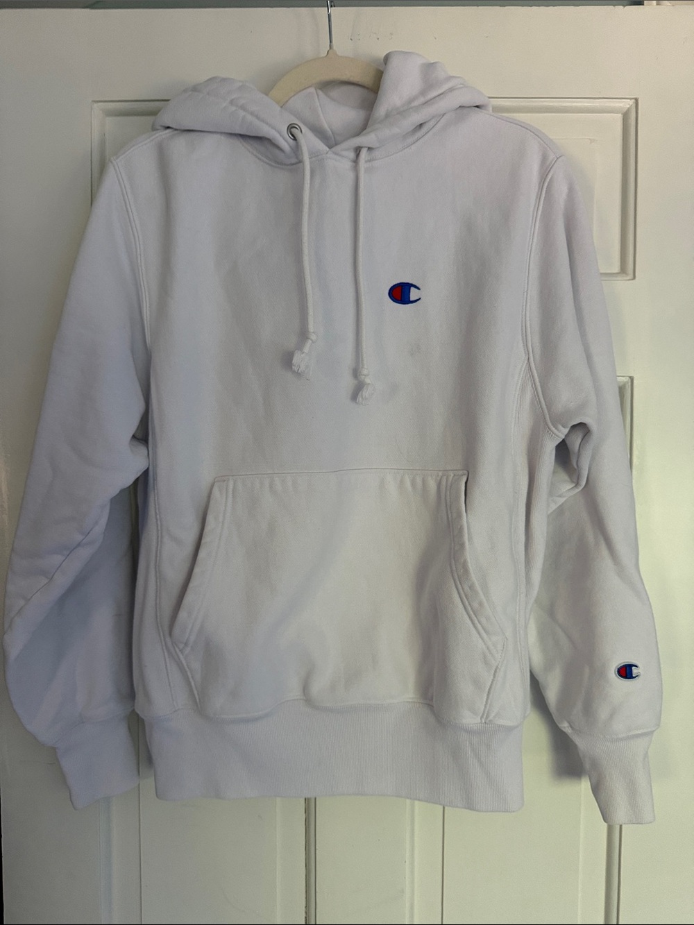 Men’s Champion White Pullover Hoodie, small